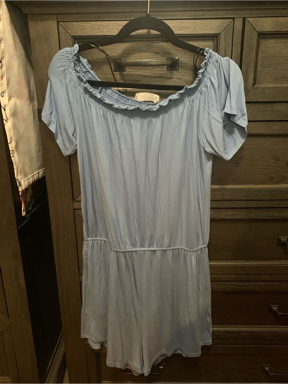 Forever 21 Light Blue Off-Shoulder Romper